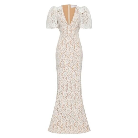 NWT Rebecca Vallance Floria Lace Bow Short Sleeve Wedding Gown Dress US size 6 - Picture 3 of 15